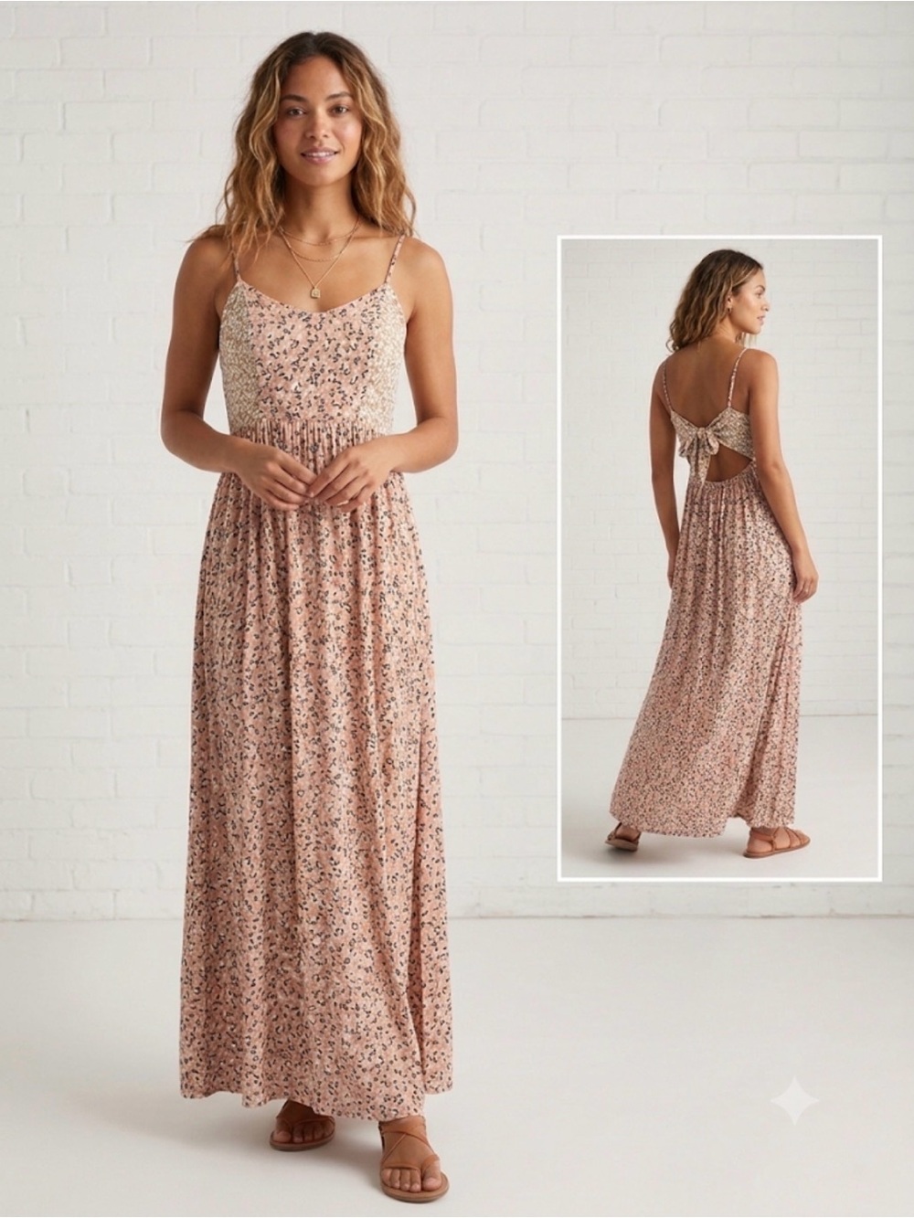 Patrons of Peace Blush Floral Spaghetti-Strap Maxi Dress